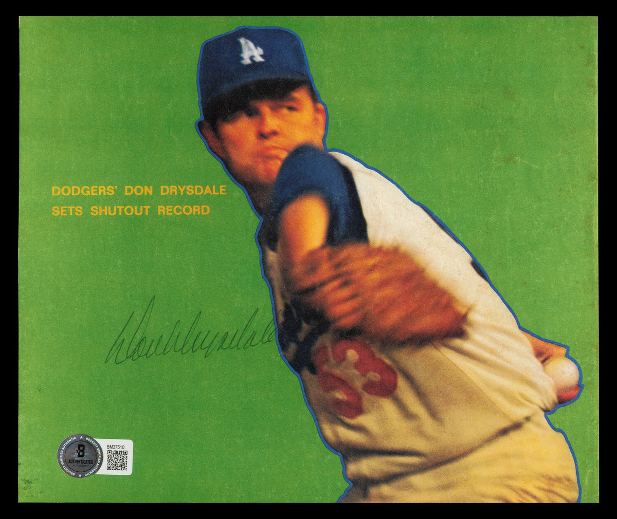 Don Drysdale Autographed 7X8 Magazine Page Photo Los Angeles Dodgers Beckett Bas Qr #Bm37510