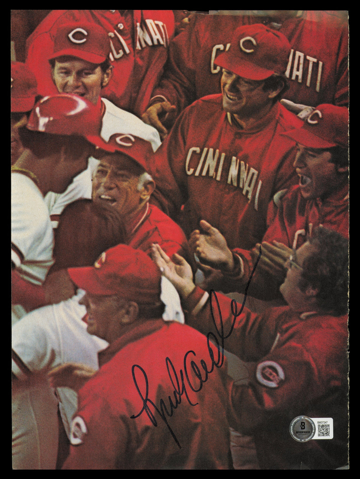 Sparky Anderson Autographed 8.5X11 Magazine Page Photo Cincinnati Reds Beckett Bas Qr #Bm37247