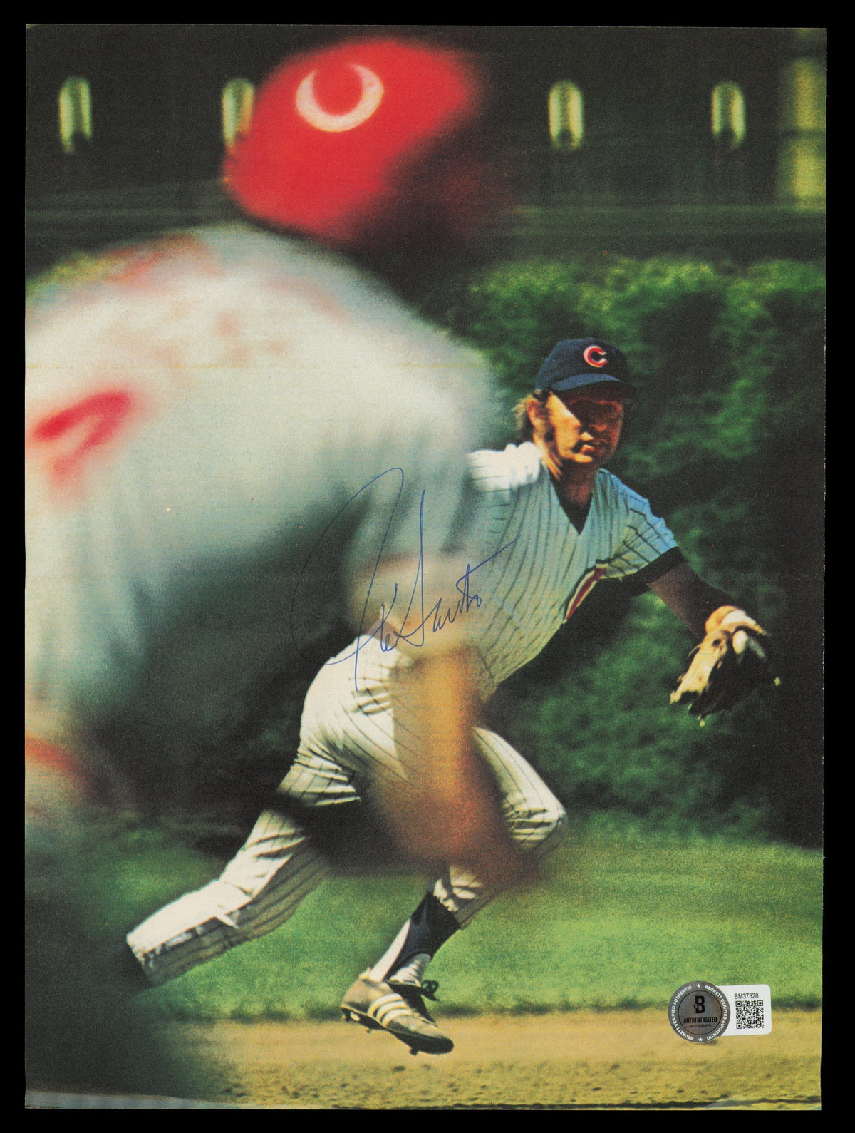 Ron Santo Autographed 8.5X11.5 Magazine Page Photo Chicago Cubs Beckett Bas Qr #Bm37328