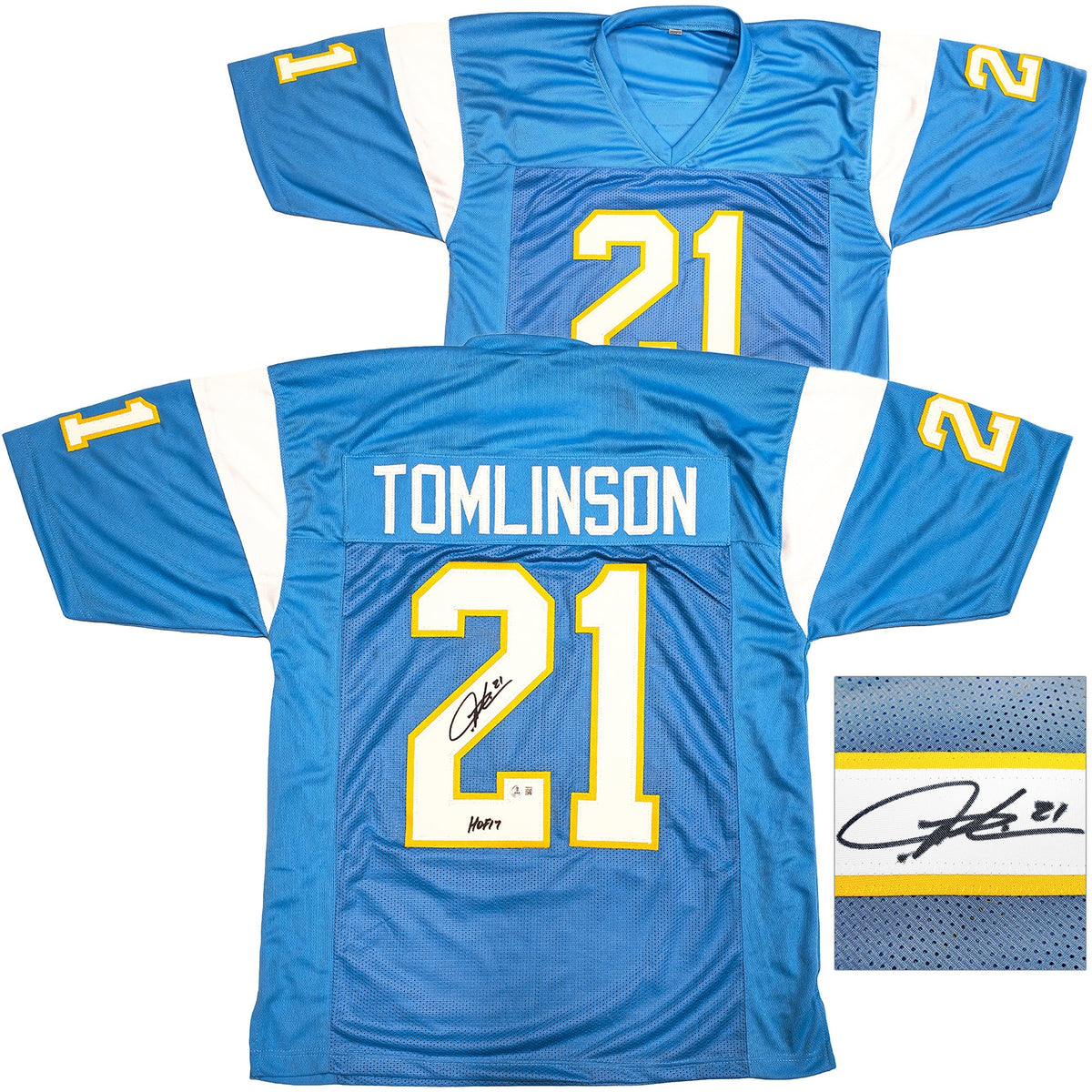 San Diego Chargers Ladainian Tomlinson Autographed Powder Blue Jersey "Hof 17" Beckett Bas Witness