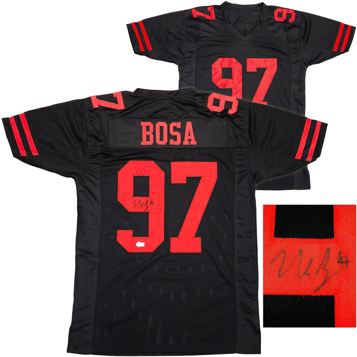 San Francisco 49Ers Nick Bosa Autographed Black Jersey Beckett Bas Witness