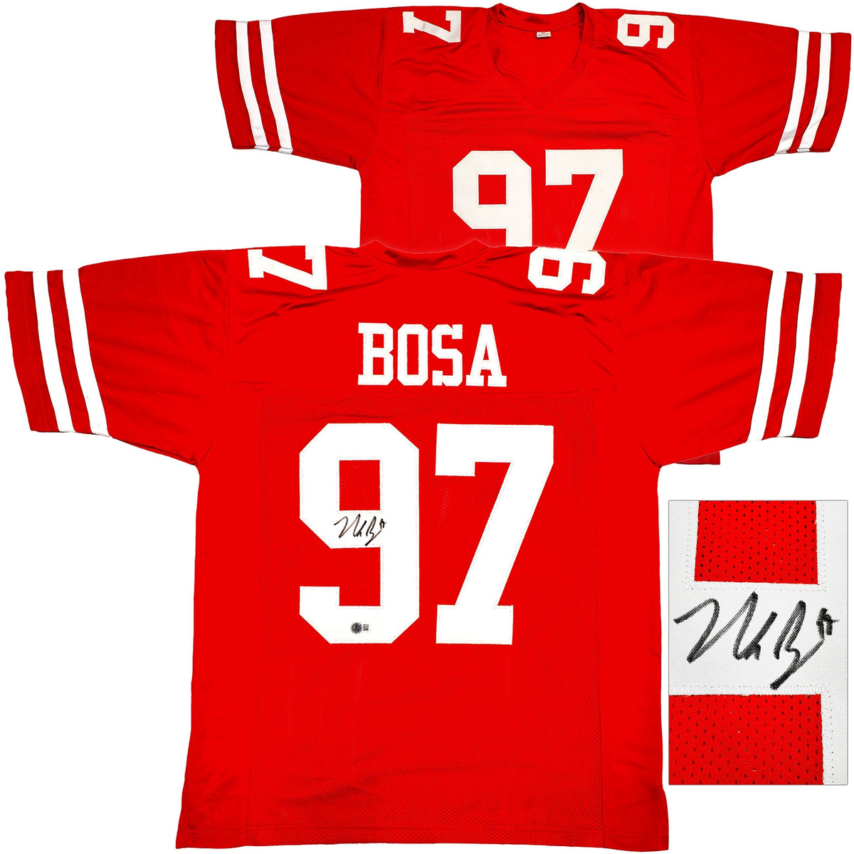 San Francisco 49Ers Nick Bosa Autographed Red Jersey Beckett Bas Witness