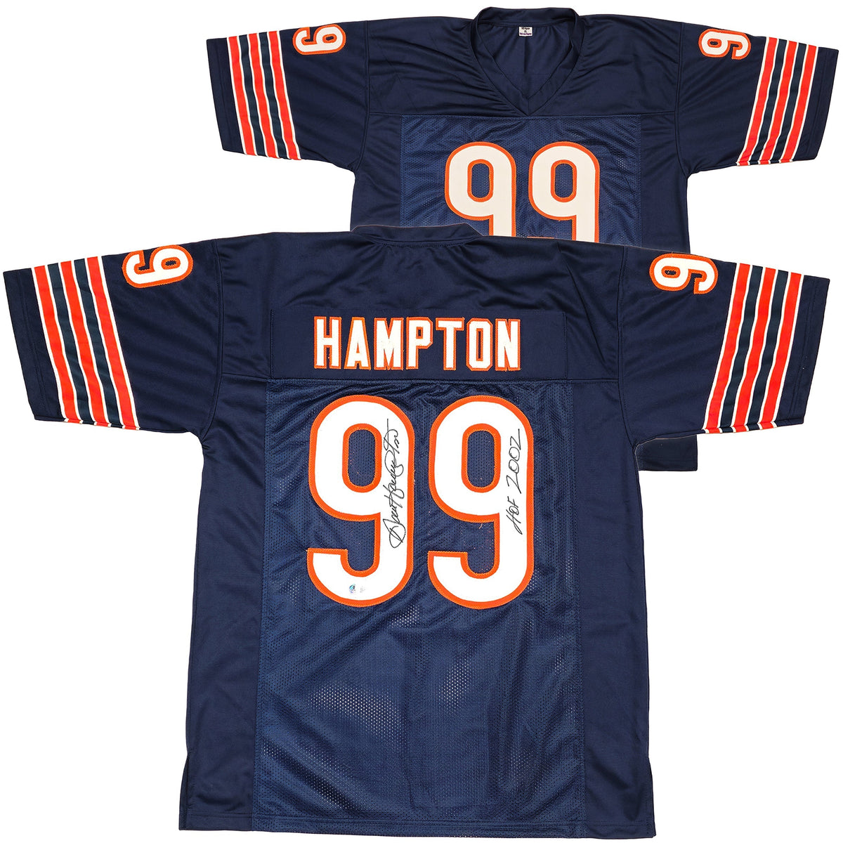 Chicago Bears Dan Hampton Autographed Blue Jersey "Hof 2002" Beckett Bas Witness