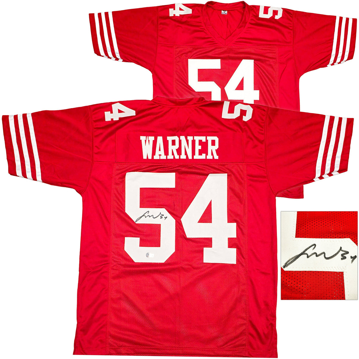 San Francisco 49Ers Fred Warner Autographed Red Jersey Beckett Bas Witness