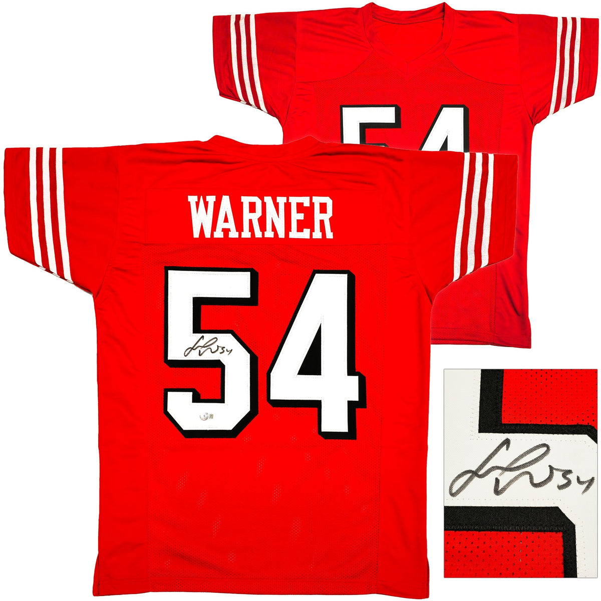 San Francisco 49Ers Fred Warner Autographed Red Jersey Beckett Bas Witness