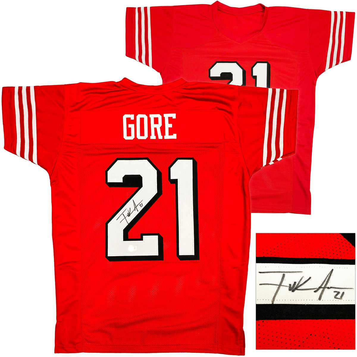 San Francisco 49Ers Frank Gore Autographed Red Jersey Beckett Bas Witness