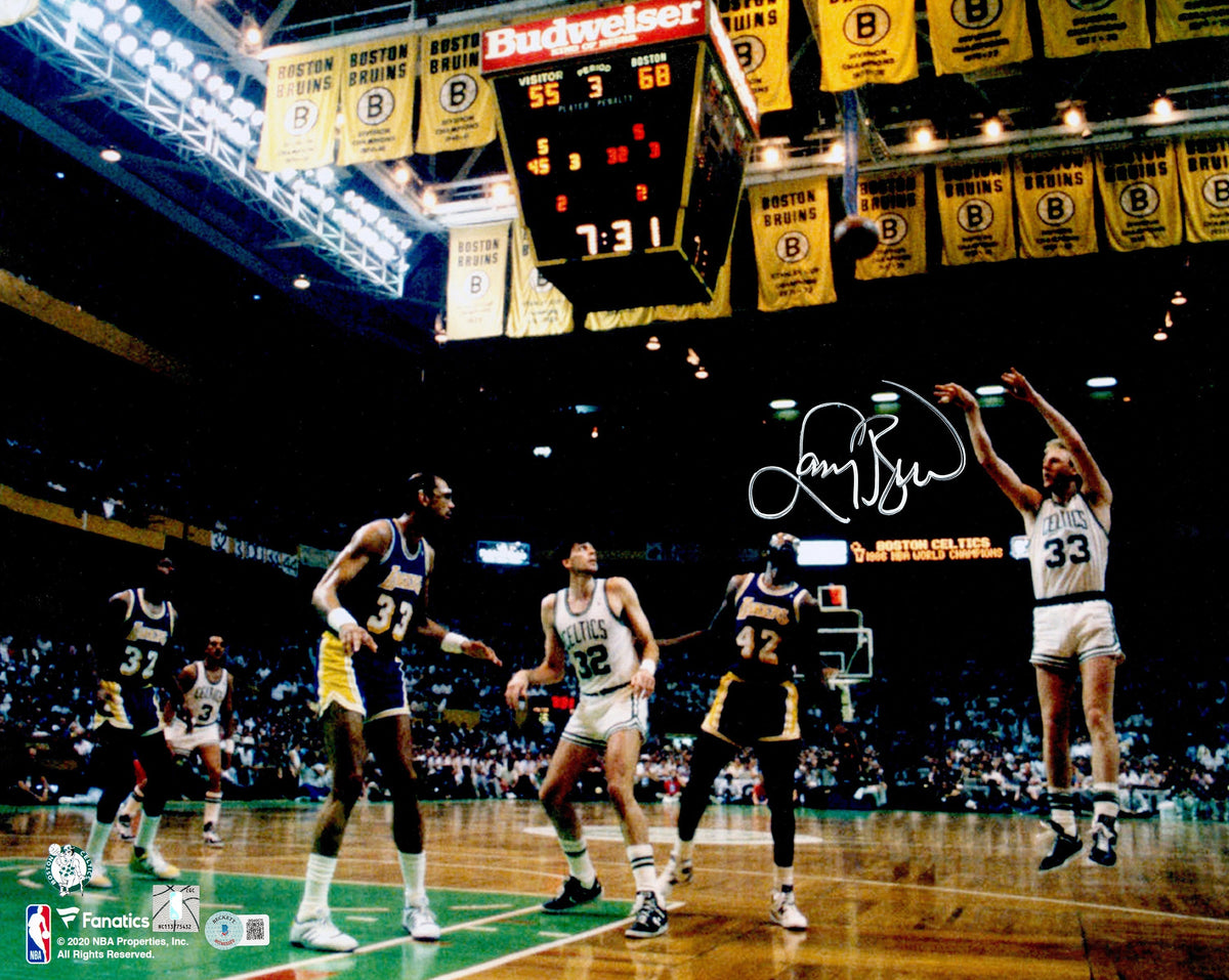 Larry Bird Autographed 16X20 Photo Boston Celtics Beckett Bas Witness