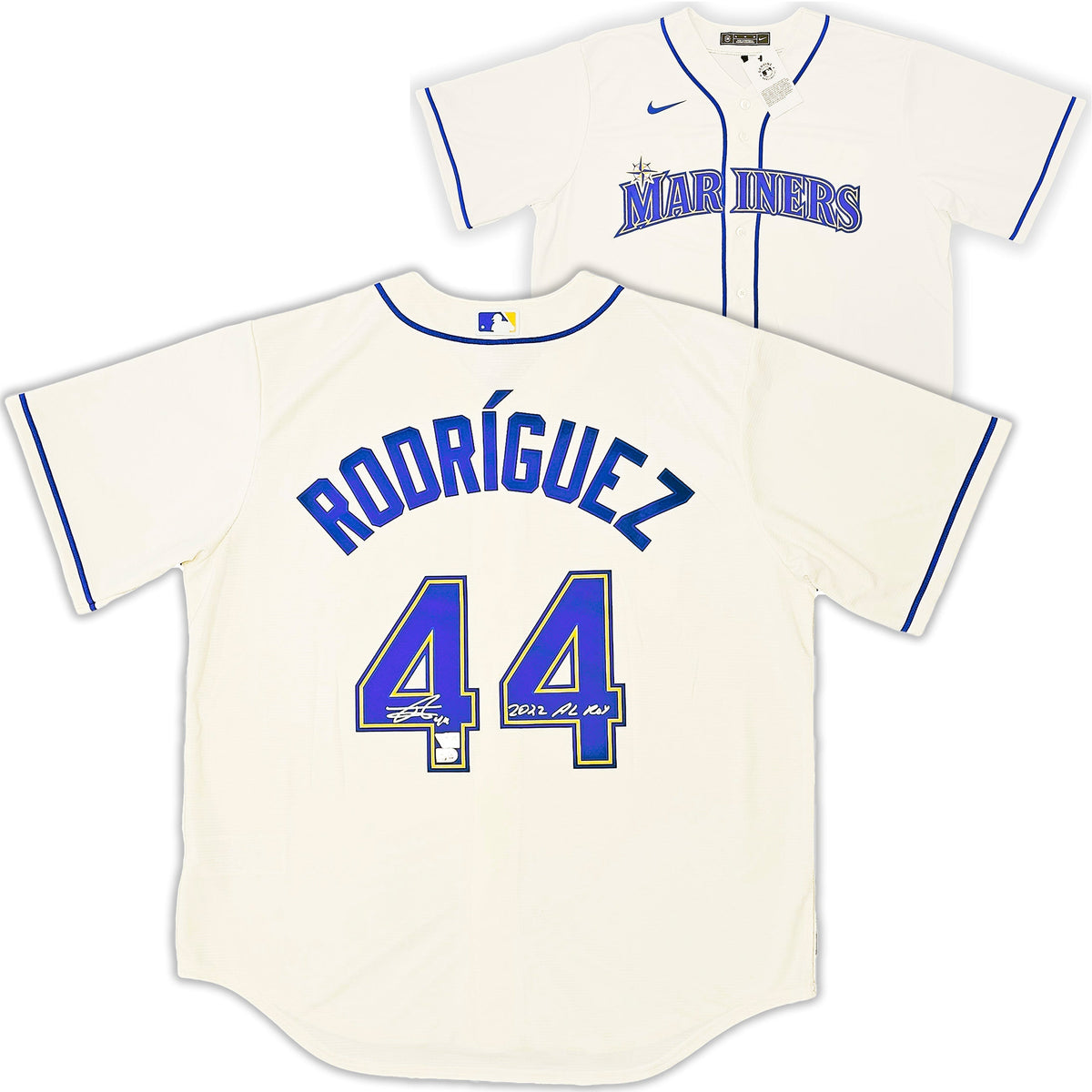 Seattle Mariners Julio Rodriguez Autographed Cream Nike Jersey Size Xl "2022 Al Roy" Fanatics Holo Stock #216021