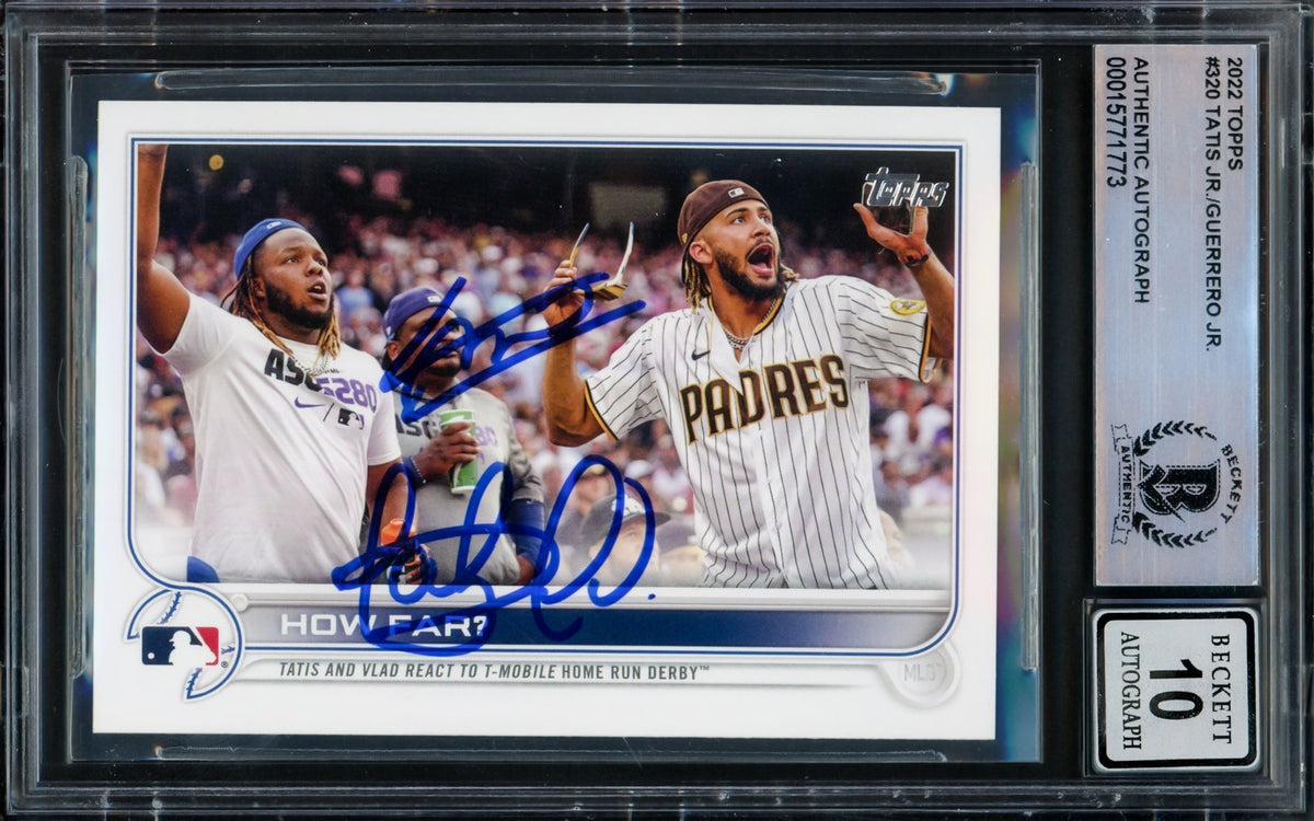 Fernando Tatis Jr. & Vladimir Guerrero Jr. Autographed 2022 Topps Card #320 Auto Grade Gem Mint 10 Beckett Bas #15771773