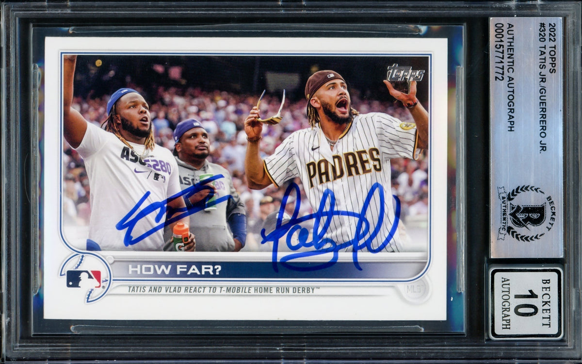 Fernando Tatis Jr. & Vladimir Guerrero Jr. Autographed 2022 Topps Card #320 Auto Grade Gem Mint 10 Beckett Bas #15771772