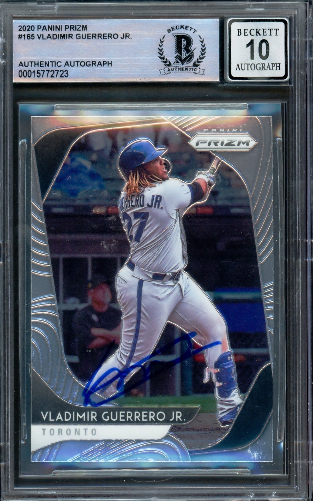 Vladimir Guerrero Jr. Autographed 2020 Panini Prizm Card #165 Toronto Blue Jays Auto Grade Gem Mint 10 Beckett Bas #15772723