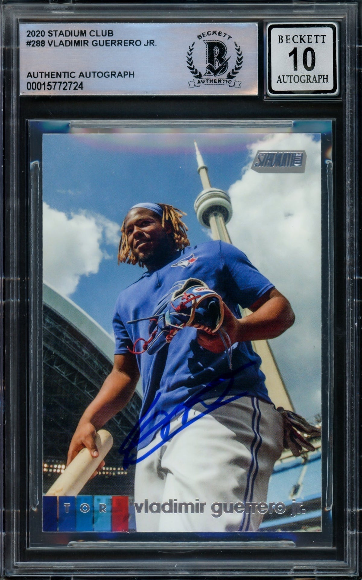 Vladimir Guerrero Jr. Autographed 2020 Stadium Club Card #288 Toronto Blue Jays Auto Grade Gem Mint 10 Beckett Bas #15772724