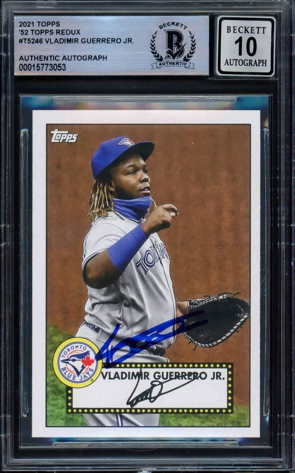 Vladimir Guerrero Jr. Autographed 2021 Topps 1952 Redux Card #T52-46 Toronto Blue Jays Auto Grade Gem Mint 10 Beckett Bas #15773053
