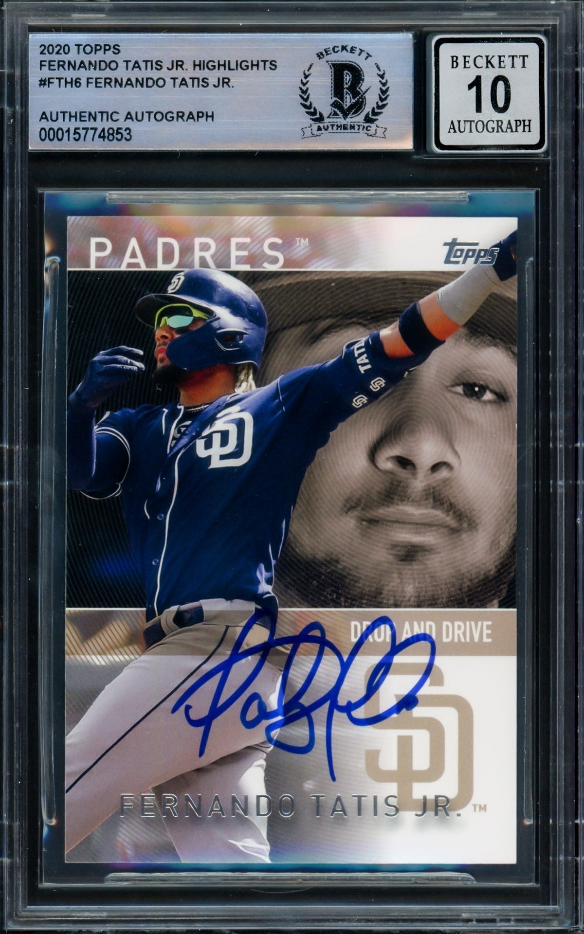 Fernando Tatis Jr. Autographed 2020 Topps Card #Fth-6 San Diego Padres Auto Grade Gem Mint 10 Beckett Bas #15774853