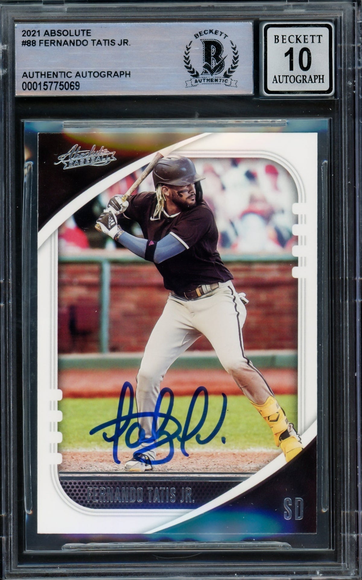 Fernando Tatis Jr. Autographed 2021 Panini Absolute Card #88 San Diego Padres Auto Grade Gem Mint 10 Beckett Bas #15775069
