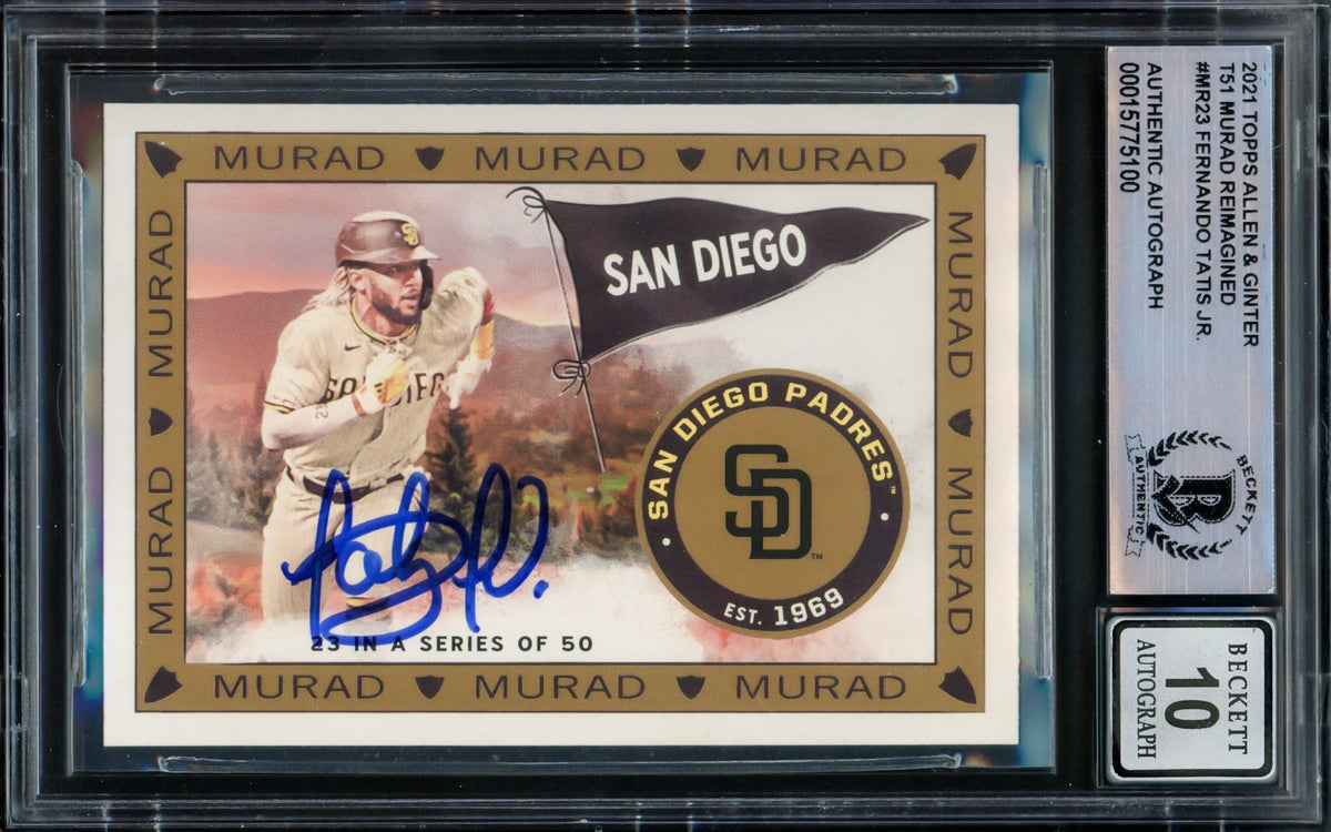 Fernando Tatis Jr. Autographed 2021 Topps Allen & Ginter Murad Card #Mr-23 San Diego Padres Auto Grade Gem Mint 10 Beckett Bas #15775100