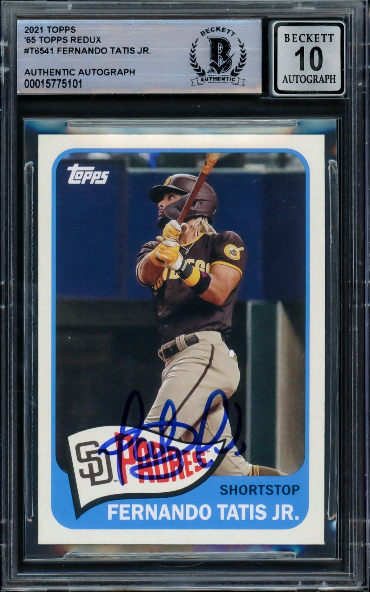 Fernando Tatis Jr. Autographed 2021 Topps Archives Card #T65-41 San Diego Padres Auto Grade Gem Mint 10 Beckett Bas #15775101