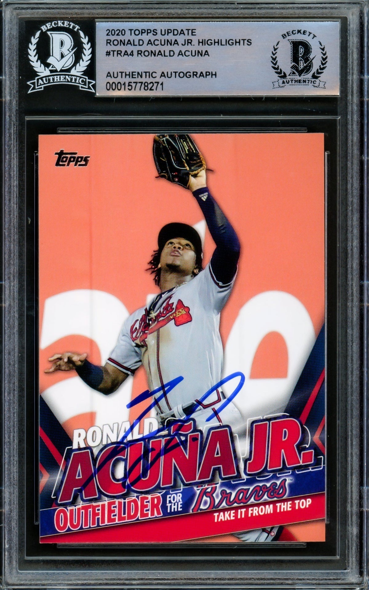 Ronald Acuna Jr. Autographed 2020 Topps Highlights Card #Tra-4 Atlanta Braves Beckett Bas #15778271