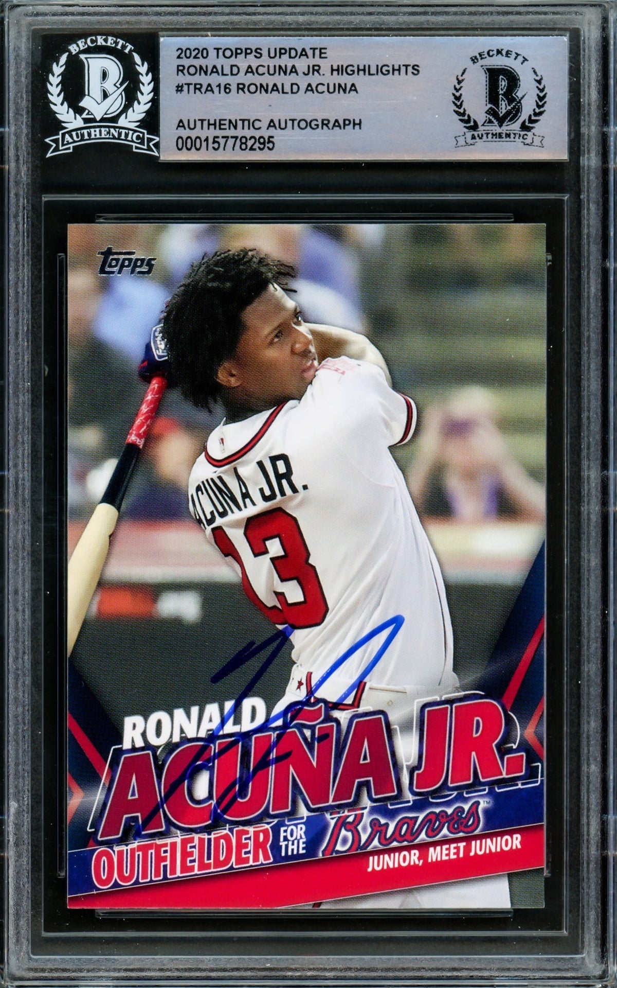 Ronald Acuna Jr. Autographed 2020 Topps Highlights Card #Tra-16 Atlanta Braves Beckett Bas #15778295