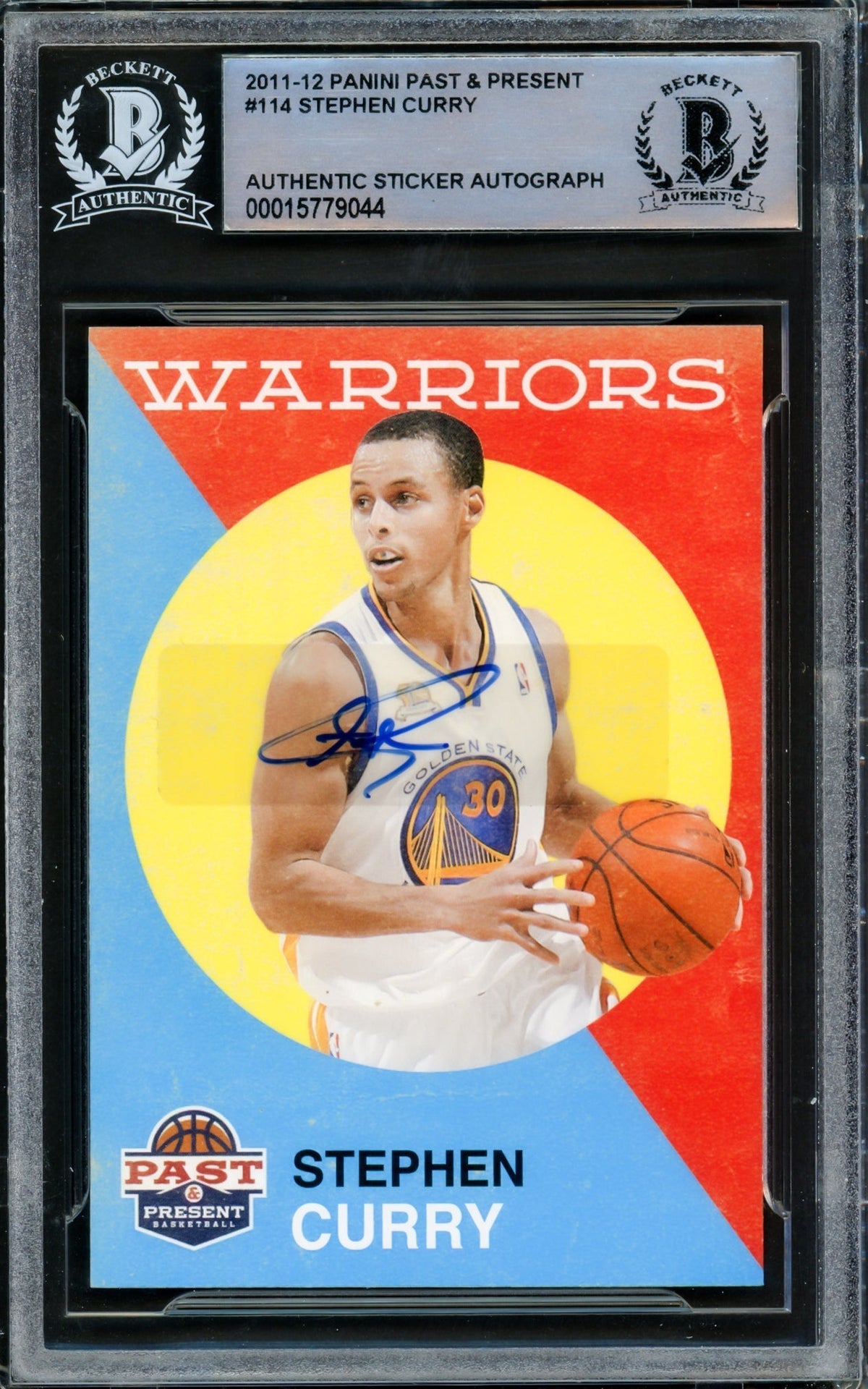 Stephen Curry Autographed 2011-12 Panini Past & Present Card #114 Golden State Warriors Beckett Bas #15779044