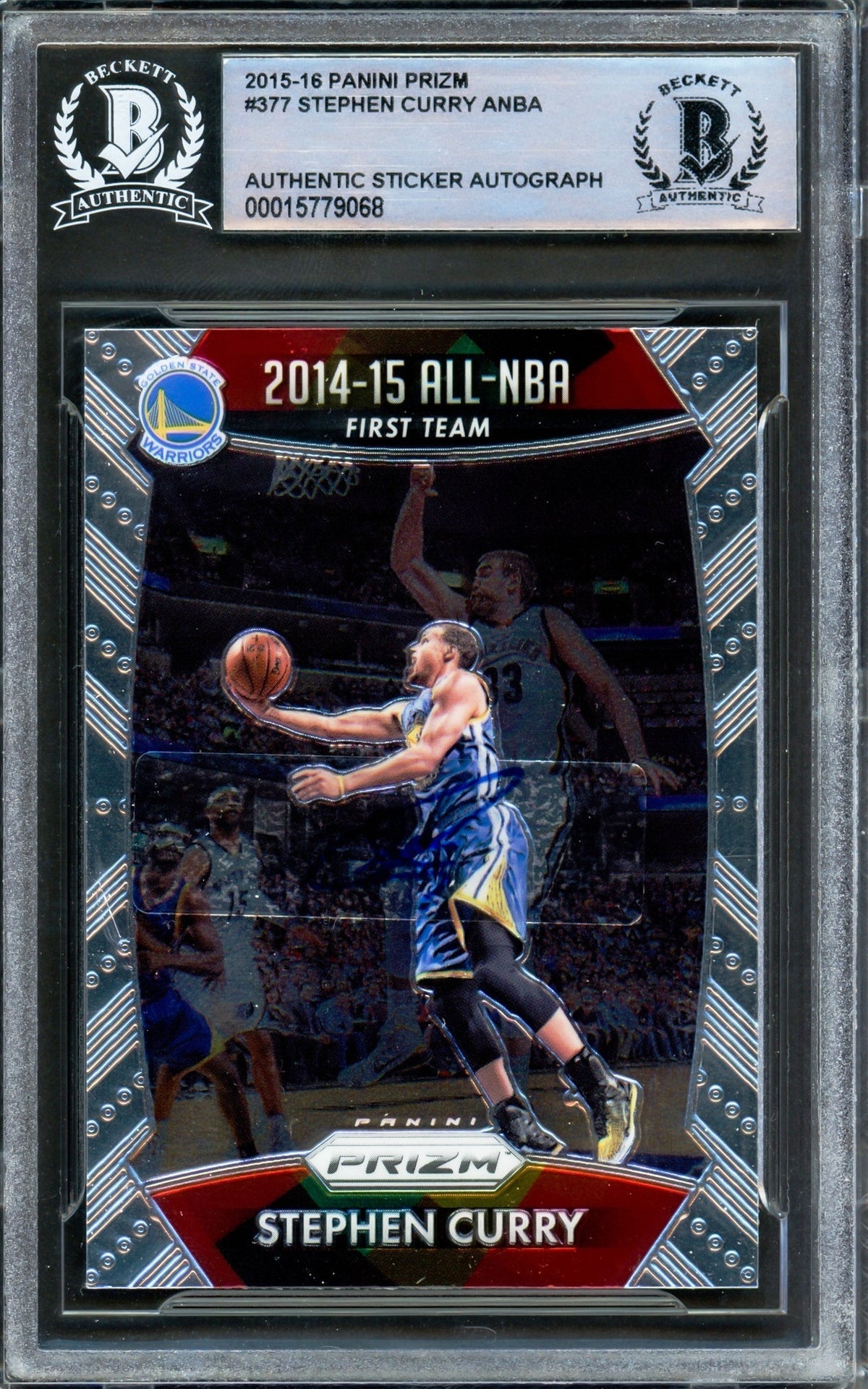 Stephen Curry Autographed 2015-16 Panini Prizm Card #377 Golden State Warriors Beckett Bas #15779068