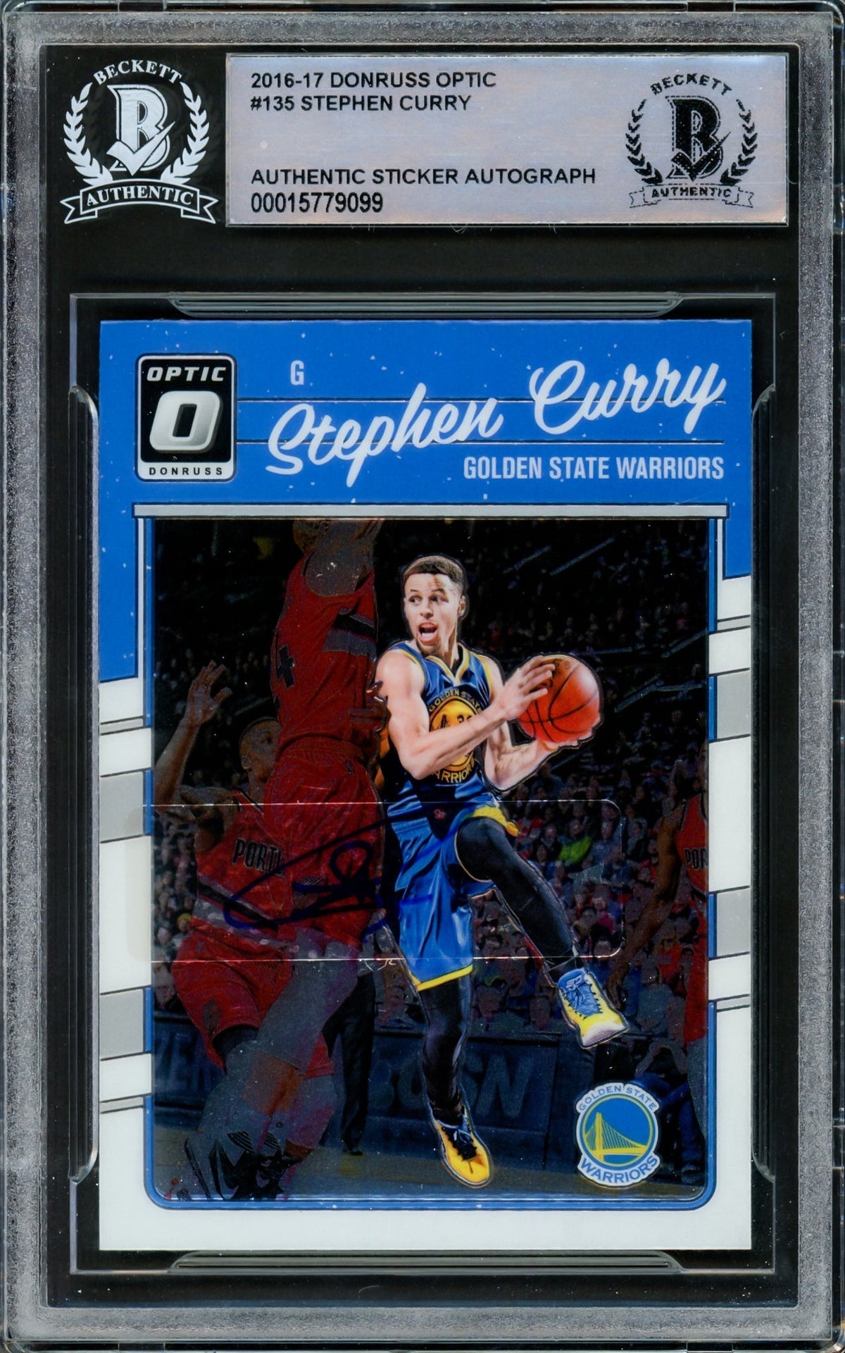 Stephen Curry Autographed 2016-17 Donruss Optic Card #135 Golden State Warriors Beckett Bas #15779099