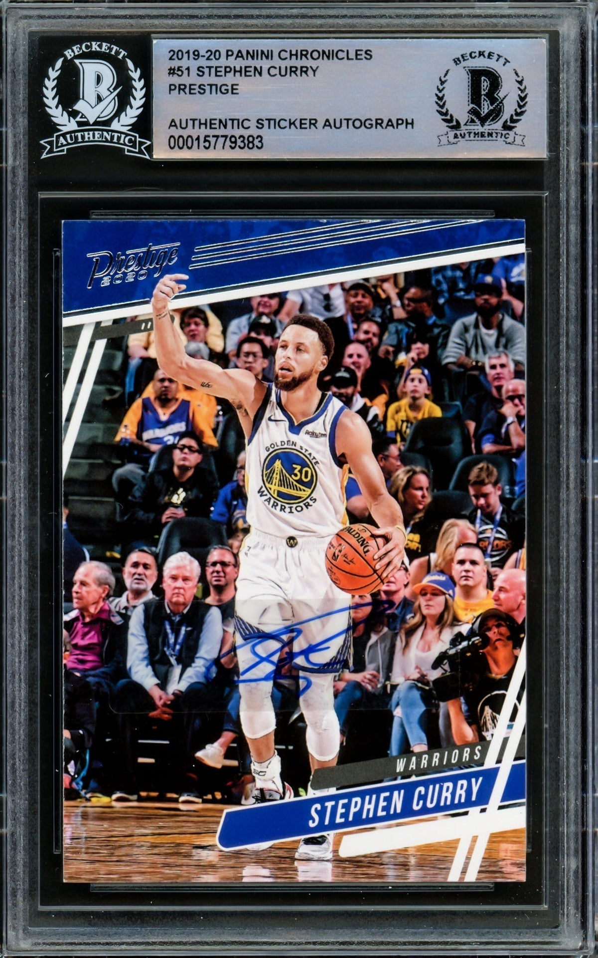 Stephen Curry Autographed 2019-20 Panini Chronicles Prestige Card #51 Golden State Warriors Beckett Bas #15779383