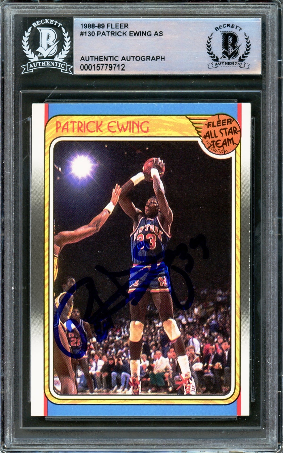 Patrick Ewing Autographed 1988-89 Fleer Card #130 New York Knicks Beckett Bas #15779712