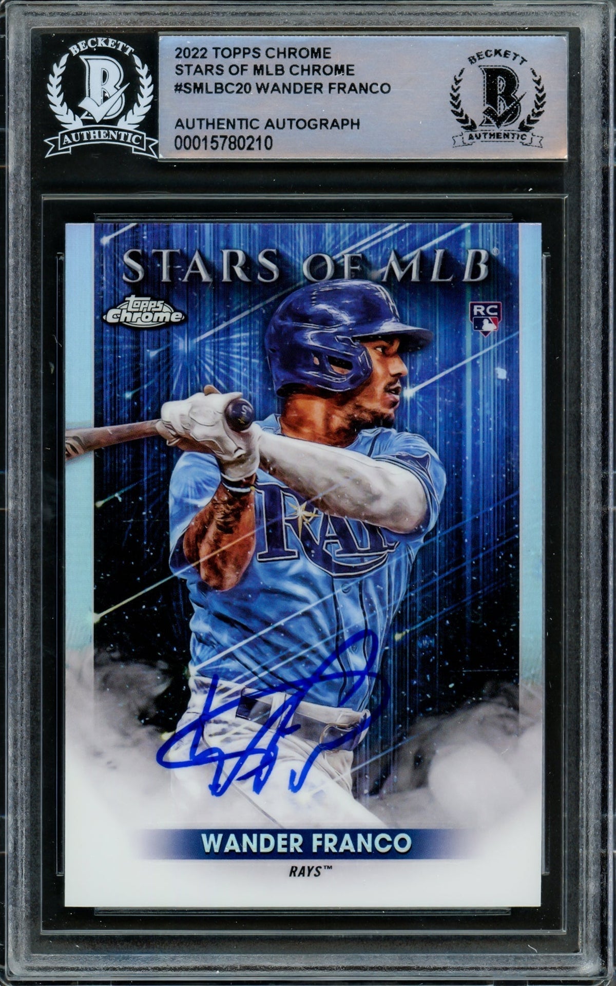Wander Franco Autographed 2022 Topps Chrome Stars Of MLB Rookie Card #Smlbc-20 Tampa Bay Rays Beckett Bas #15780210