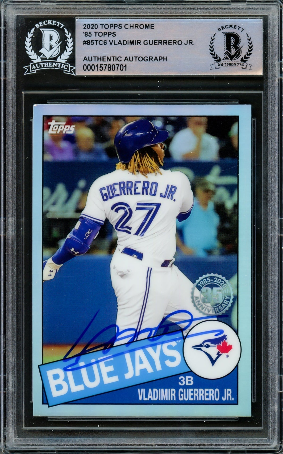 Vladimir Guerrero Jr. Autographed 2020 Topps Chrome Card #85Tc-6 Toronto Blue Jays Beckett Bas #15780701