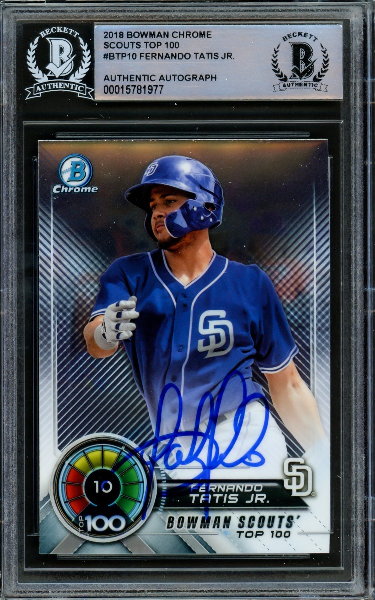 Fernando Tatis Jr. Autographed 2018 Bowman Chrome Top 100 Rookie Card #Btp10 San Diego Padres Beckett Bas #15781977