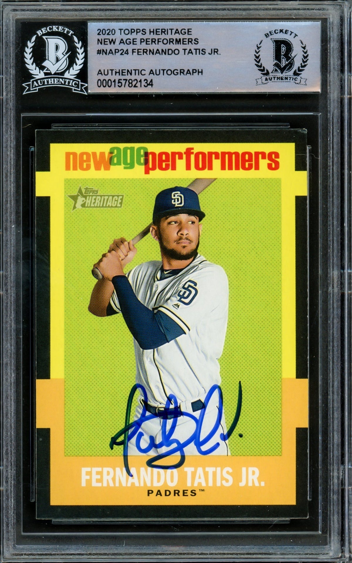 Fernando Tatis Jr. Autographed 2020 Topps Heritage New Age Performers Card #Nap-24 San Diego Padres Beckett Bas #15782134