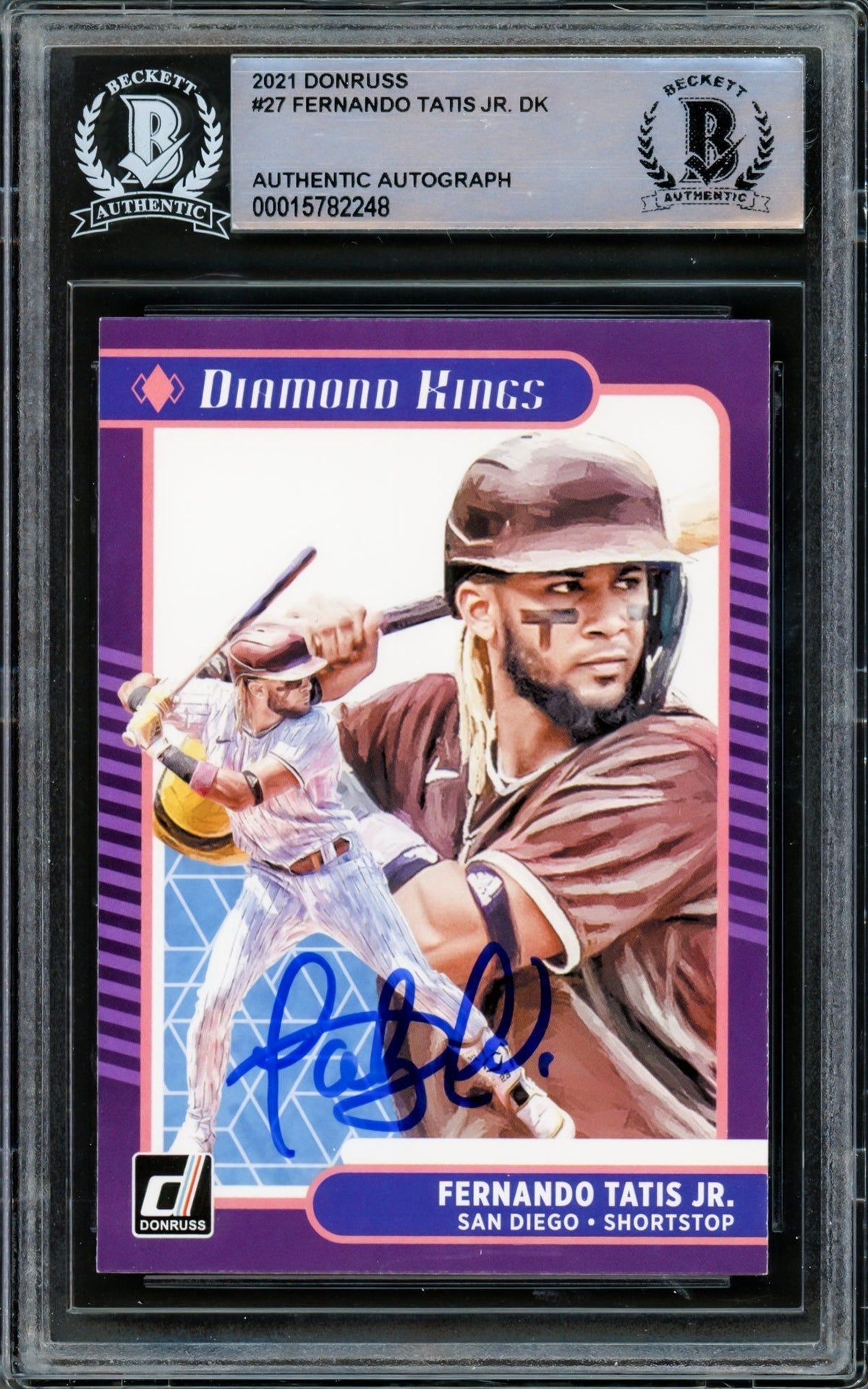 Fernando Tatis Jr. Autographed 2021 Donruss Diamond Kings Card #27 San Diego Padres Beckett Bas #15782248
