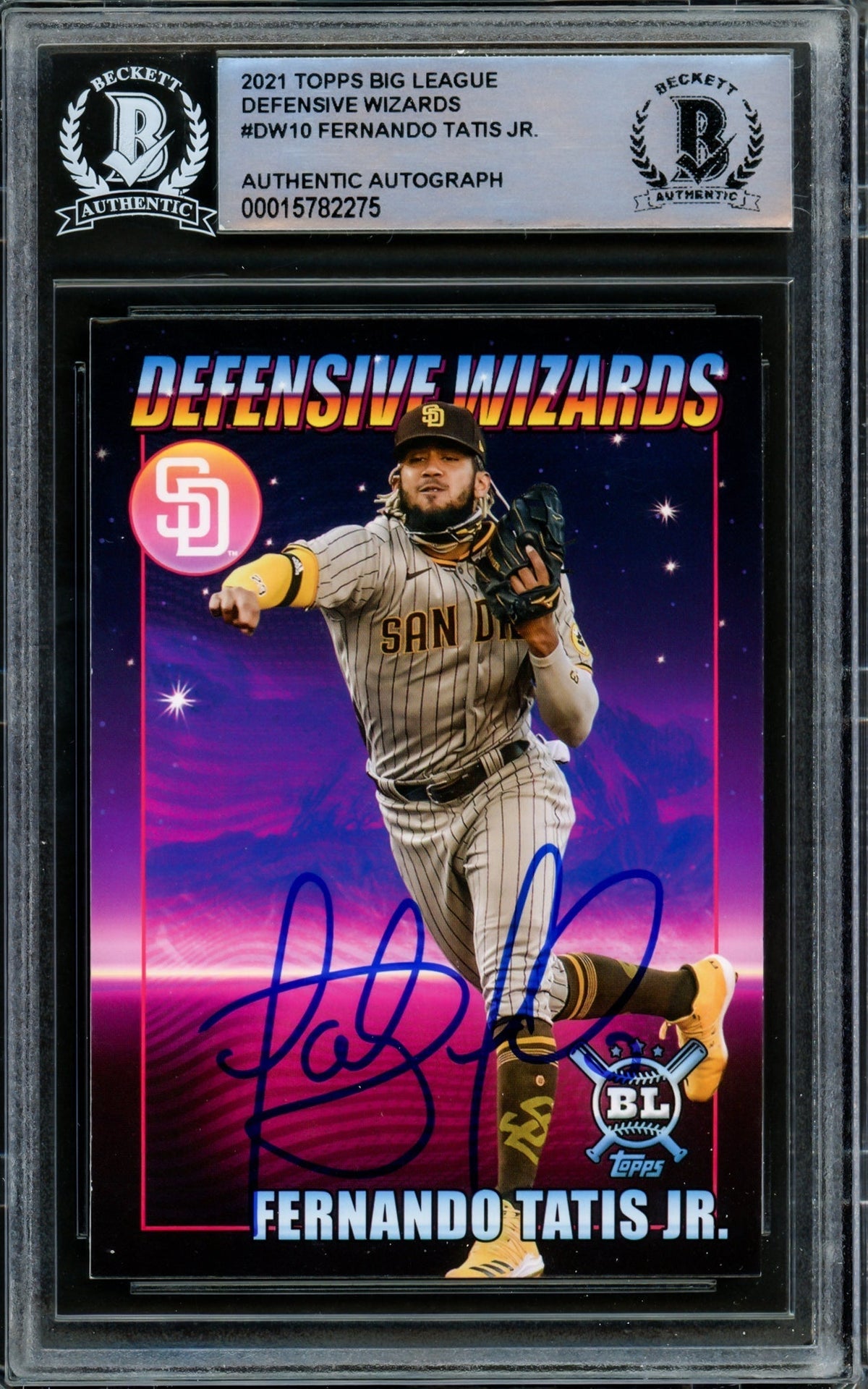 Fernando Tatis Jr. Autographed 2021 Topps Big League Defensive Wizards Card #Dw-10 San Diego Padres Beckett Bas #15782275