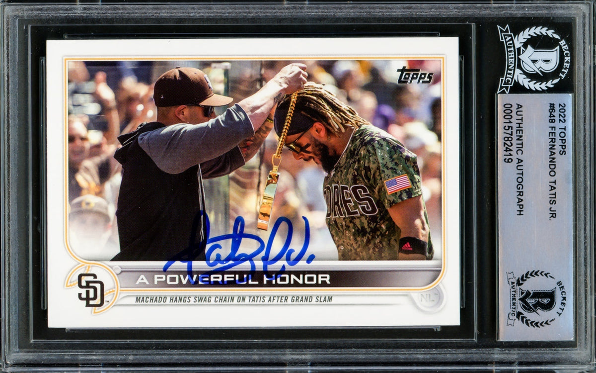 Fernando Tatis Jr. Autographed 2022 Topps Card #648 San Diego Padres Beckett Bas #15782419