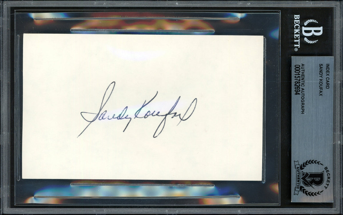 Sandy Koufax Autographed 3X5 Index Card Los Angeles Dodgers Beckett Bas #15782694