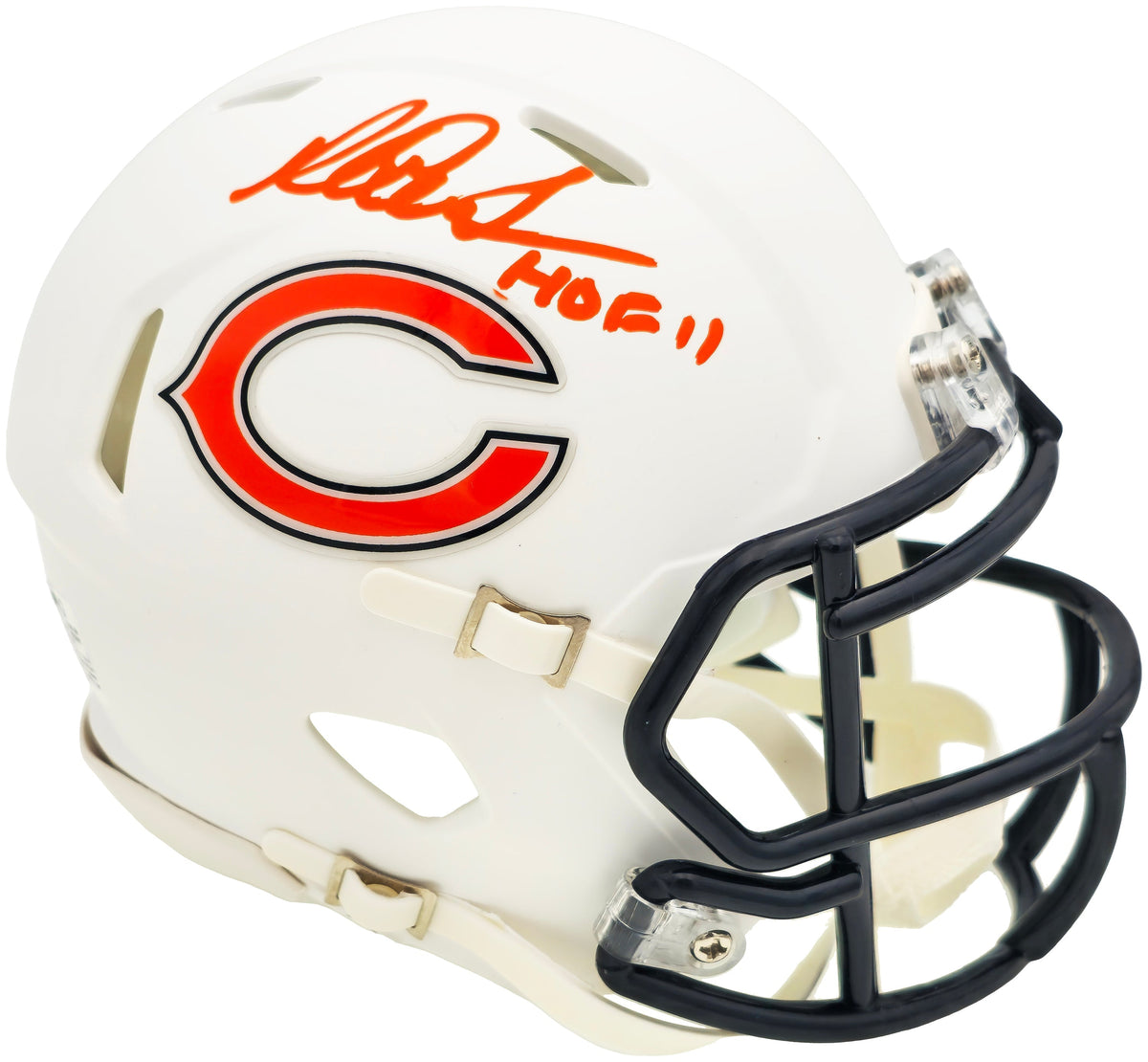 Richard Dent Autographed Chicago Bears Flat Matte White Speed Mini Helmet "Hof 11" Beckett Bas Witness