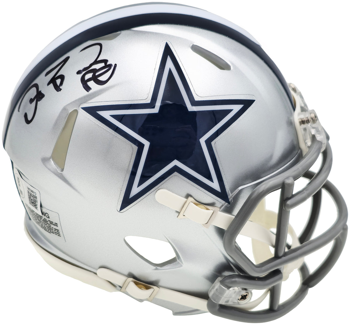Dez Bryant Autographed Dallas Cowboys Silver Speed Mini Helmet Beckett Bas Witness