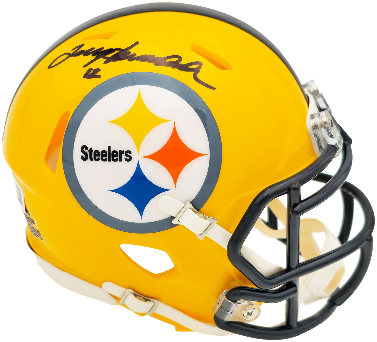 Terry Bradshaw Autographed Pittsburgh Steelers Yellow Speed Mini Helmet Beckett Bas Witness