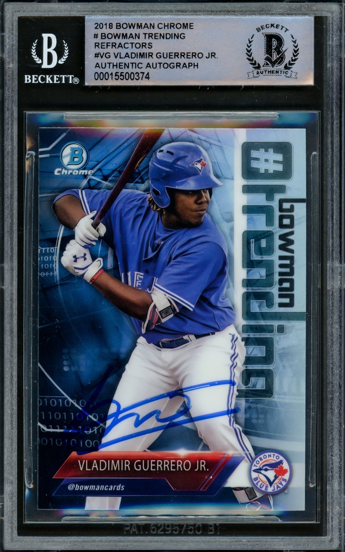 Vladimir Guerrero Jr Autographed 2018 Bowman Chrome Trending Refractors Rookie Card #-Vg Toronto Blue Jays Beckett Bas #15500374