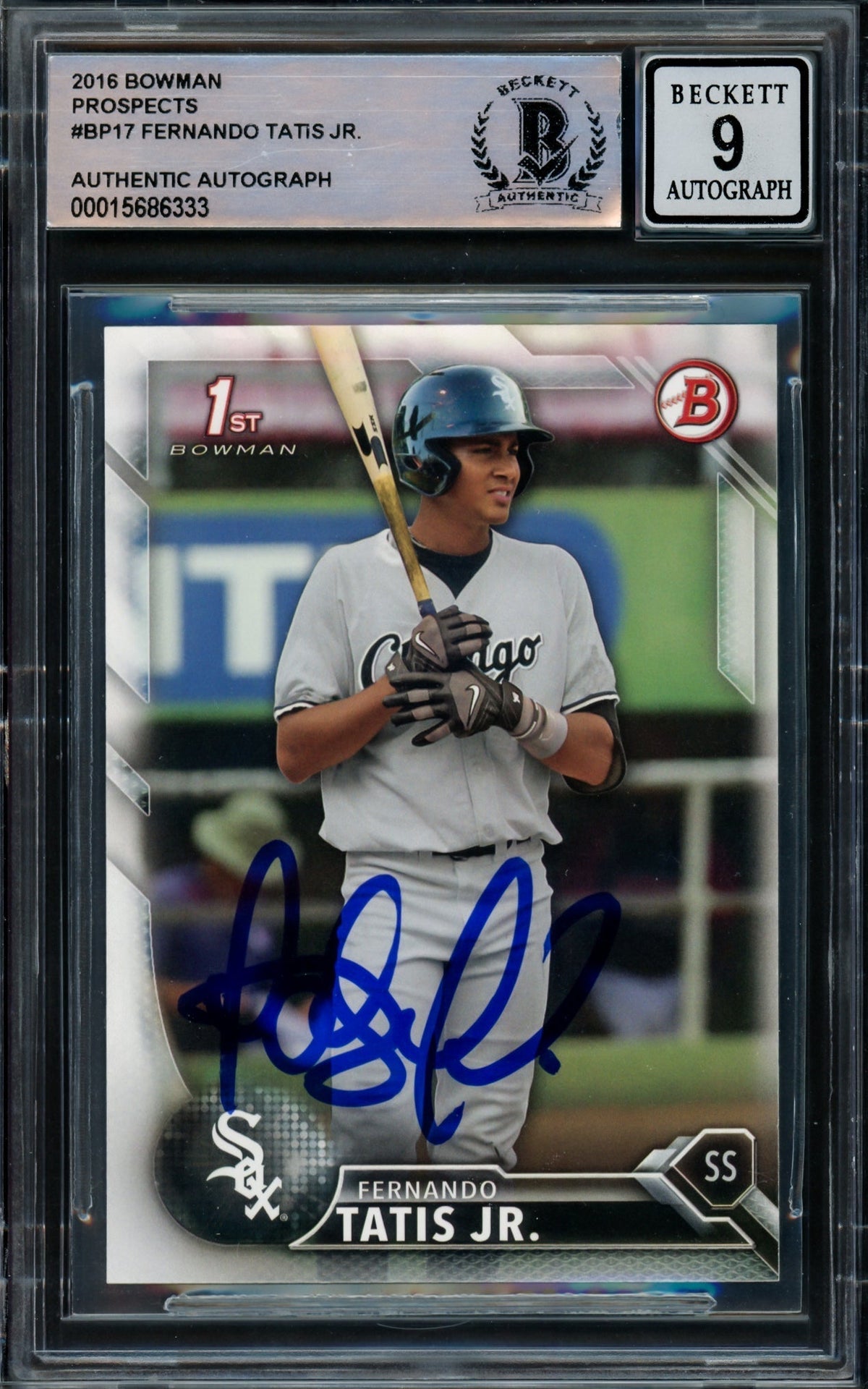 Fernando Tatis Jr. Autographed 2016 Bowman Prospects Rookie Card #Bp17 San Diego Padres Auto Grade Mint 9 Beckett Bas #15686333