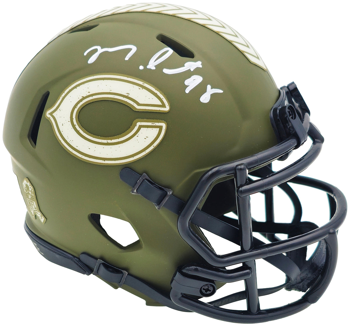 Montez Sweat Autographed Chicago Bears Army Green Salute To Service Speed Mini Helmet Jsa