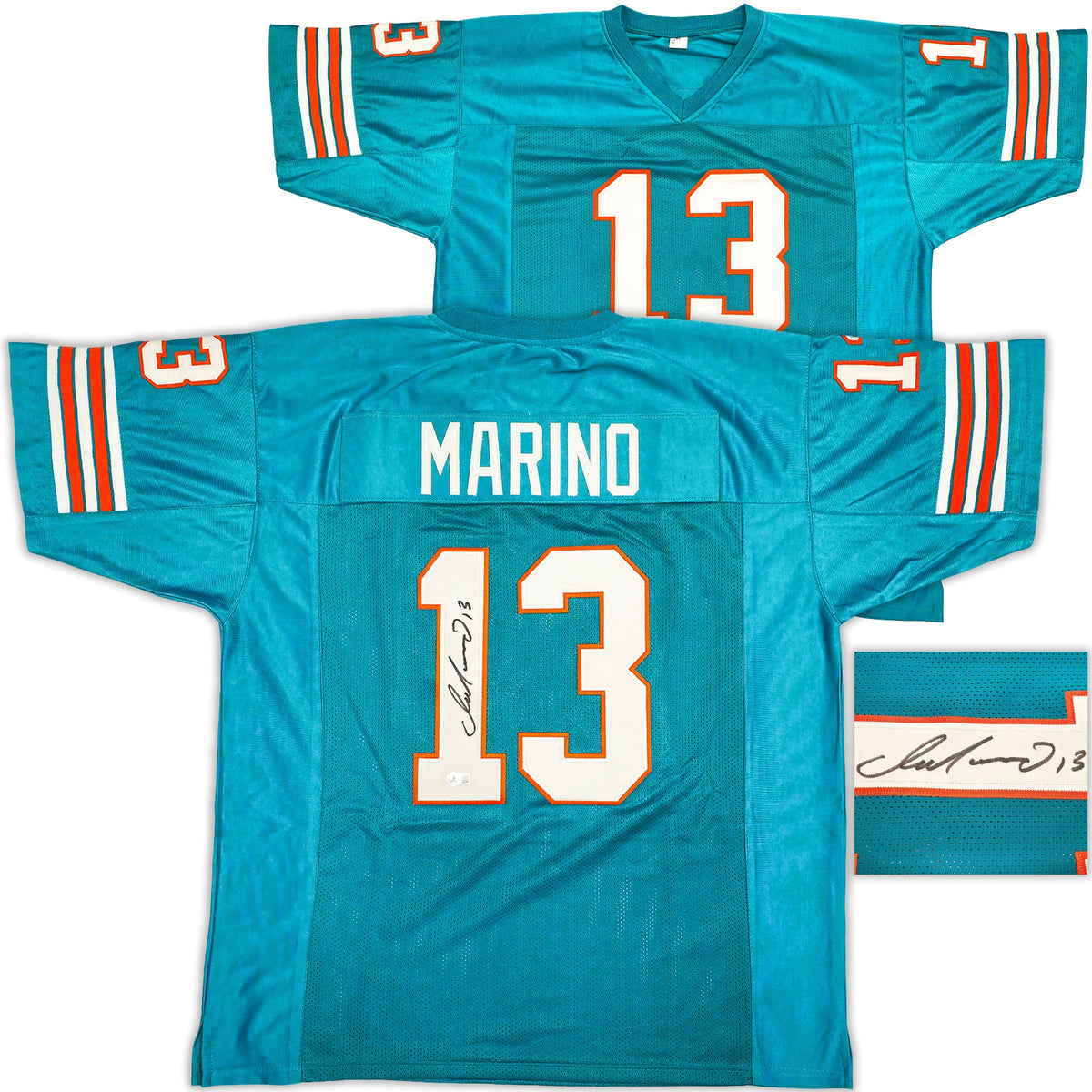 Miami Dolphins Dan Marino Autographed Teal Jersey Beckett Bas Qr