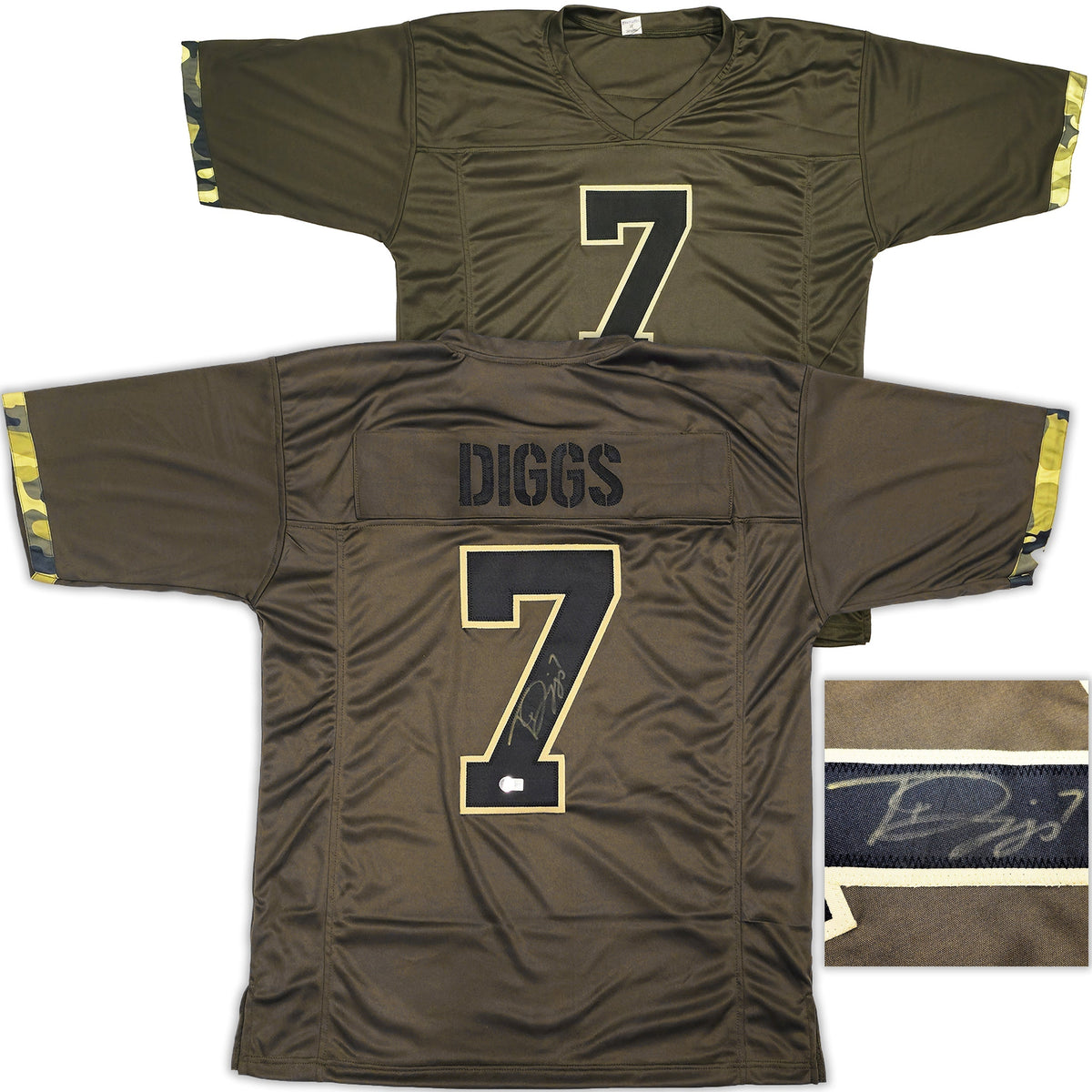 Dallas Cowboys Trevon Diggs Autographed Army Green Jersey Beckett Bas Witness