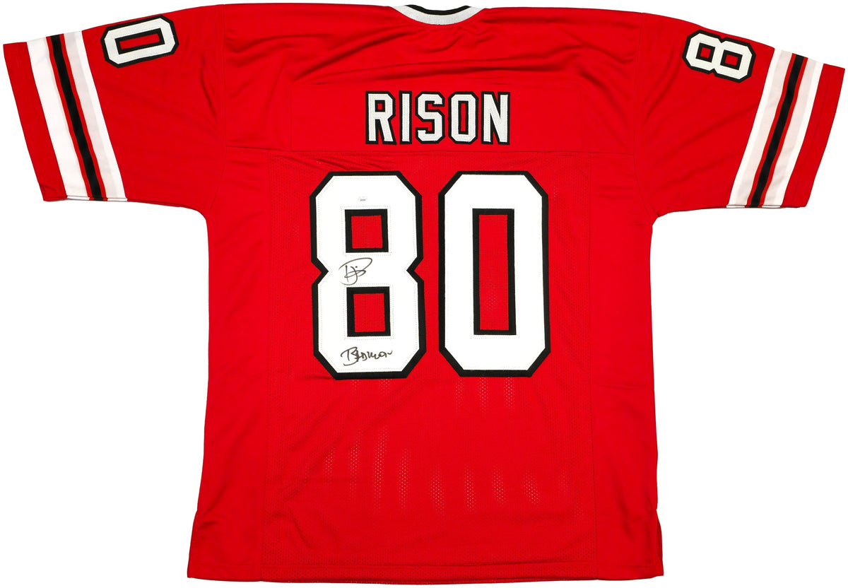 Atlanta Falcons Andre Rison Autographed Red Jersey "Bad Moon" Jsa