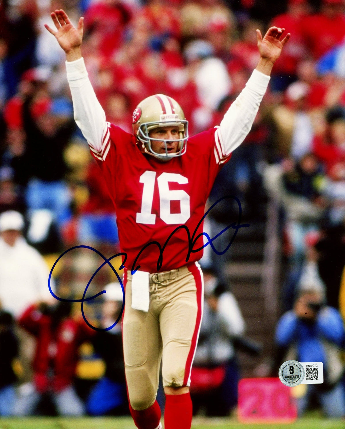 Joe Montana Autographed 8X10 Photo San Francisco 49Ers Beckett Bas Qr