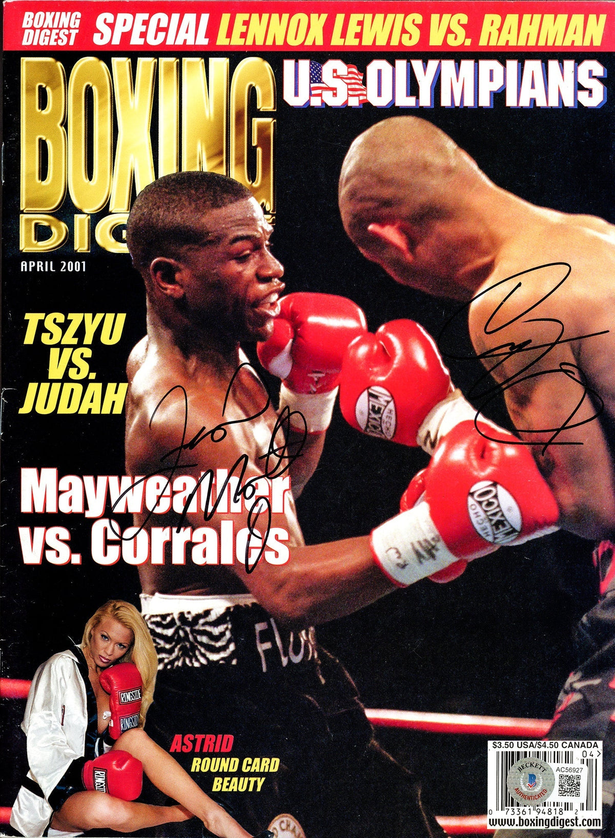 Floyd Mayweather Jr. & Diego Corrales Autographed Boxing Digest Magazine Beckett Bas #Ac56927