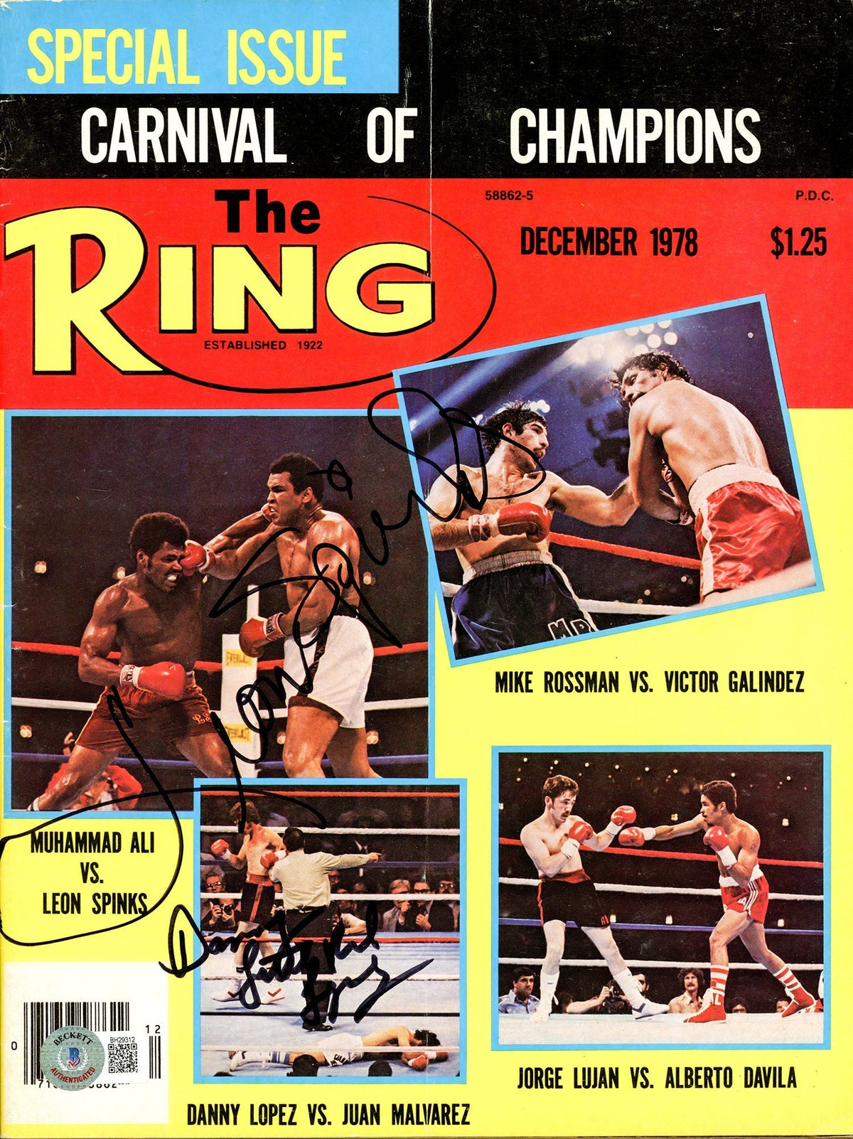 Leon Spinks & Danny Lopez Autographed Ring Magazine Beckett Bas #Bh29312