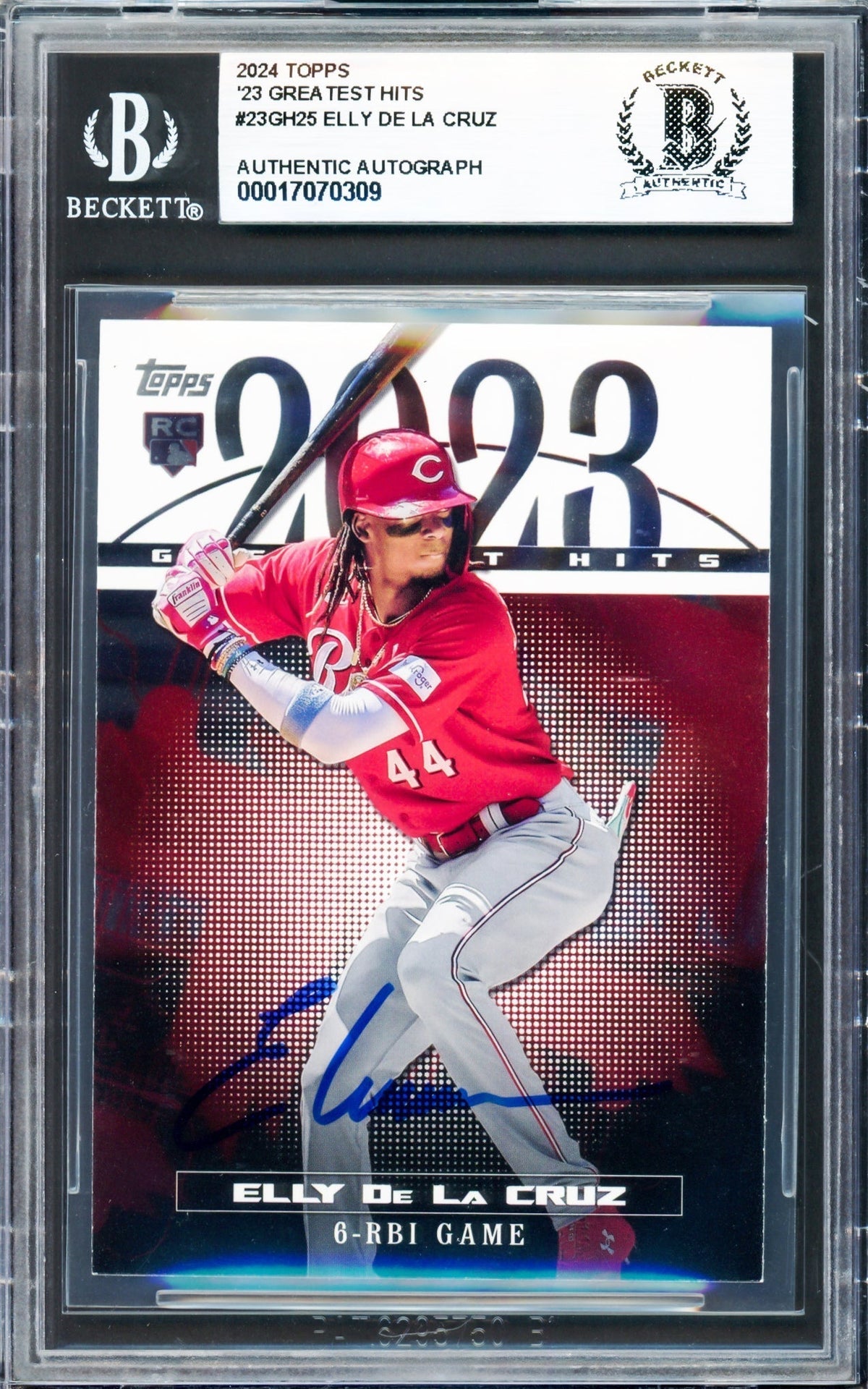 Elly De La Cruz Autographed 2024 Topps 2023 Greatest Hits Rookie Card #23Gh-25 Cincinnati Reds Beckett Bas