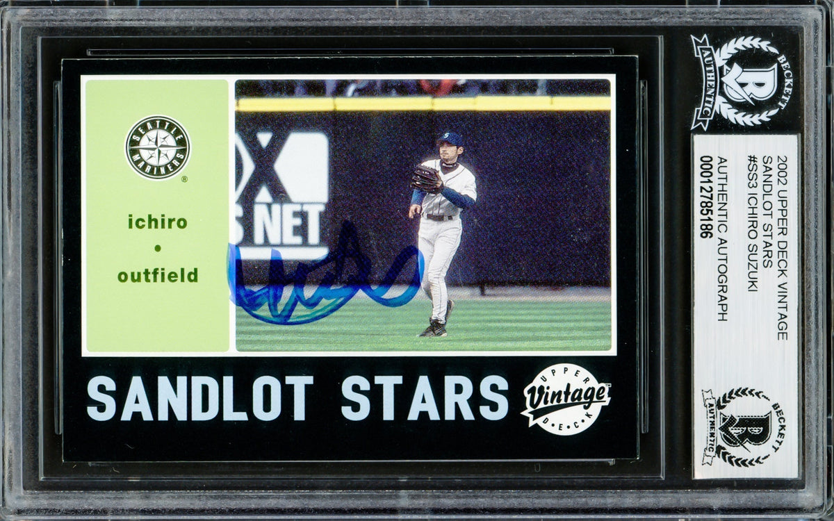 Ichiro Suzuki Autographed 2002 Upper Deck Vintage Sandlot Stars Card #Ss3 Seattle Mariners Beckett Bas Stock #220258